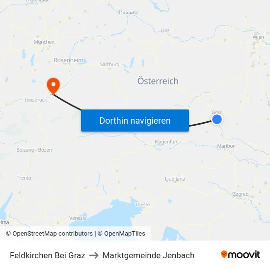 Feldkirchen Bei Graz to Marktgemeinde Jenbach map