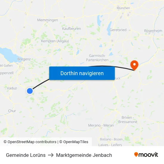 Gemeinde Lorüns to Marktgemeinde Jenbach map