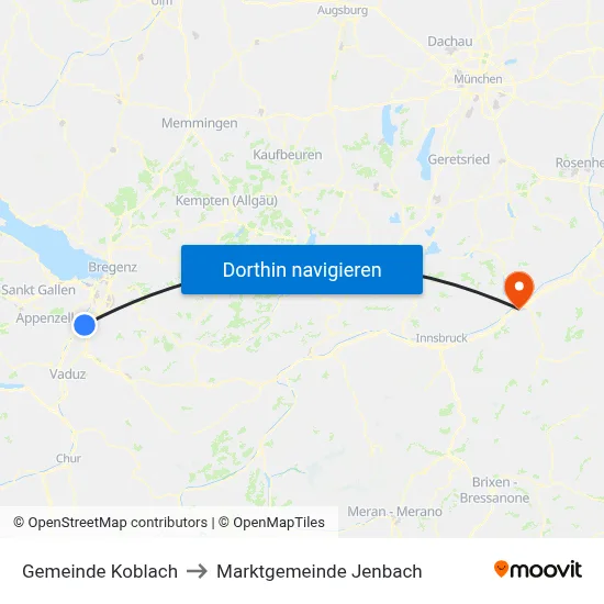 Gemeinde Koblach to Marktgemeinde Jenbach map