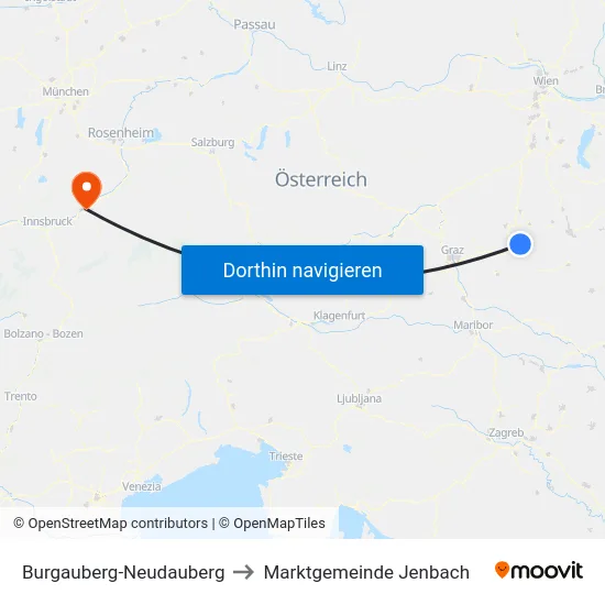 Burgauberg-Neudauberg to Marktgemeinde Jenbach map