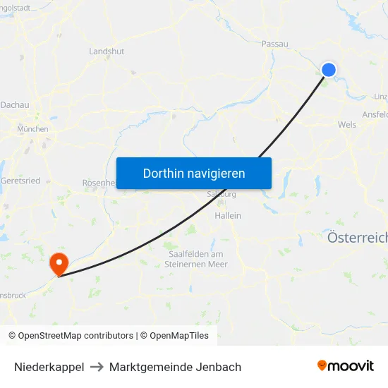Niederkappel to Marktgemeinde Jenbach map