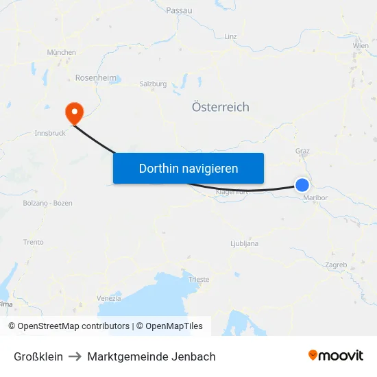 Großklein to Marktgemeinde Jenbach map