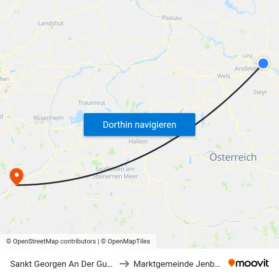 Sankt Georgen An Der Gusen to Marktgemeinde Jenbach map