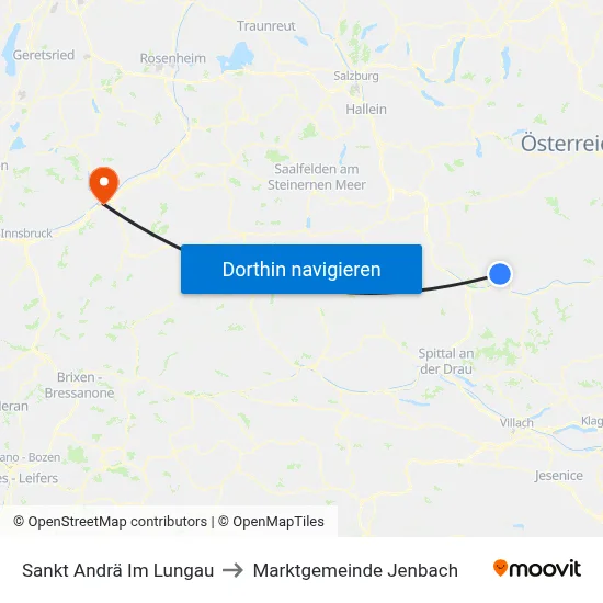 Sankt Andrä Im Lungau to Marktgemeinde Jenbach map