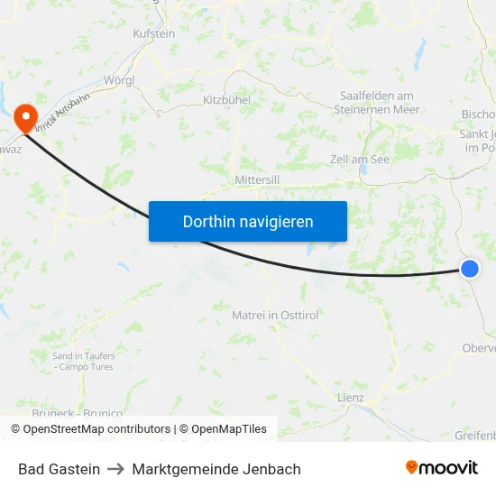 Bad Gastein to Marktgemeinde Jenbach map