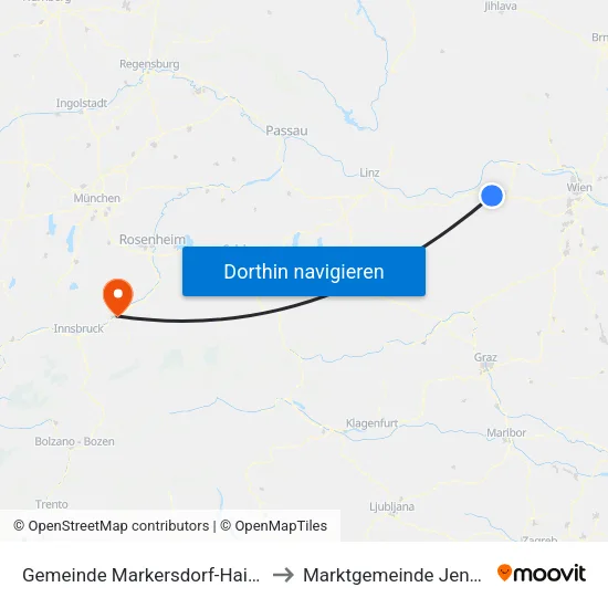 Gemeinde Markersdorf-Haindorf to Marktgemeinde Jenbach map