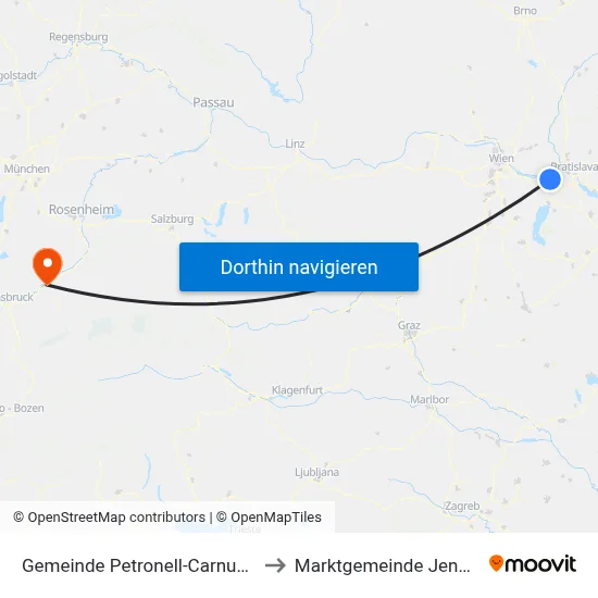 Gemeinde Petronell-Carnuntum to Marktgemeinde Jenbach map