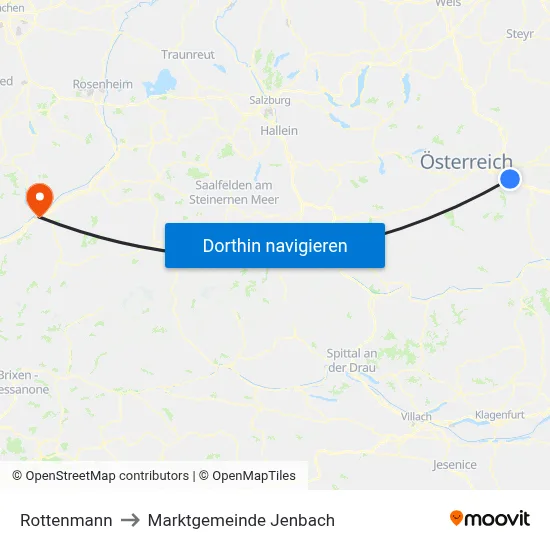 Rottenmann to Marktgemeinde Jenbach map