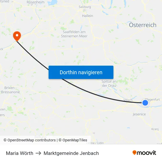 Maria Wörth to Marktgemeinde Jenbach map