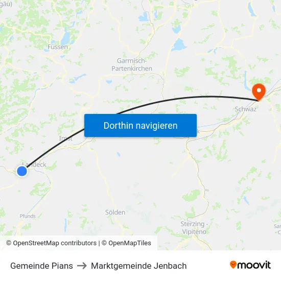 Gemeinde Pians to Marktgemeinde Jenbach map