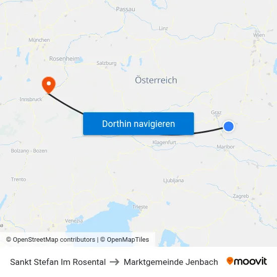 Sankt Stefan Im Rosental to Marktgemeinde Jenbach map
