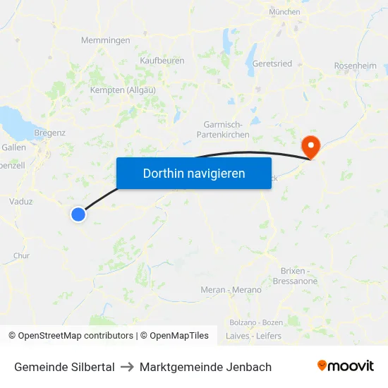 Gemeinde Silbertal to Marktgemeinde Jenbach map