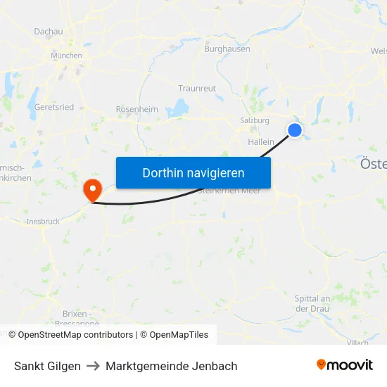 Sankt Gilgen to Marktgemeinde Jenbach map
