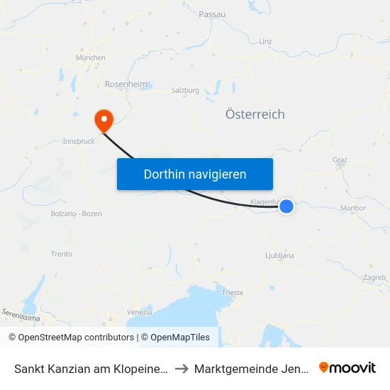 Sankt Kanzian am Klopeiner See to Marktgemeinde Jenbach map