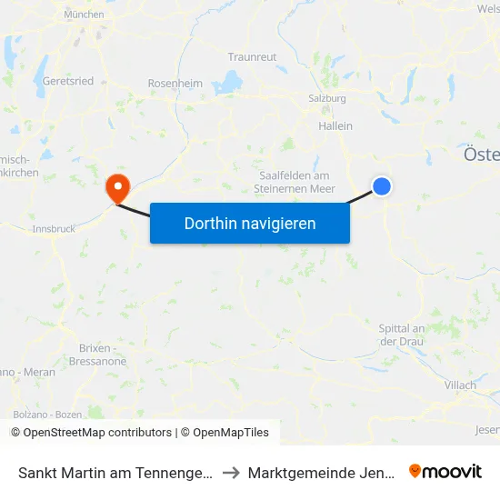 Sankt Martin am Tennengebirge to Marktgemeinde Jenbach map