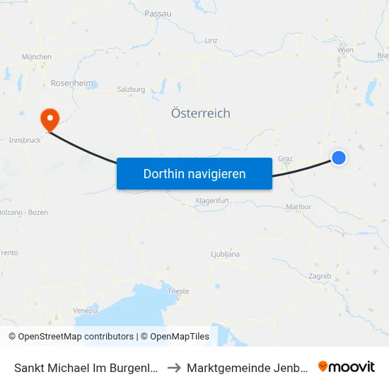 Sankt Michael Im Burgenland to Marktgemeinde Jenbach map