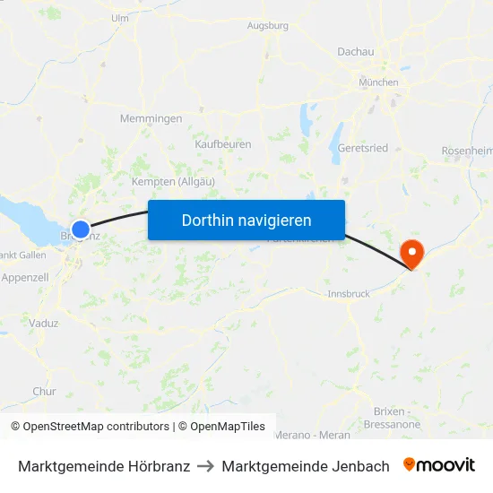 Marktgemeinde Hörbranz to Marktgemeinde Jenbach map