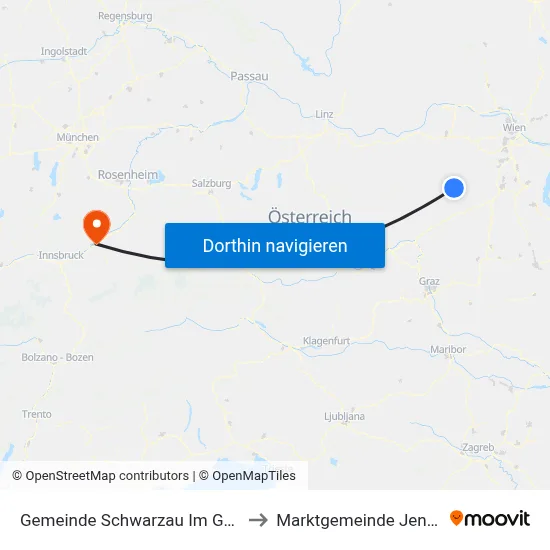 Gemeinde Schwarzau Im Gebirge to Marktgemeinde Jenbach map
