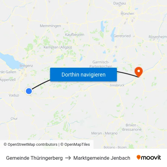 Gemeinde Thüringerberg to Marktgemeinde Jenbach map