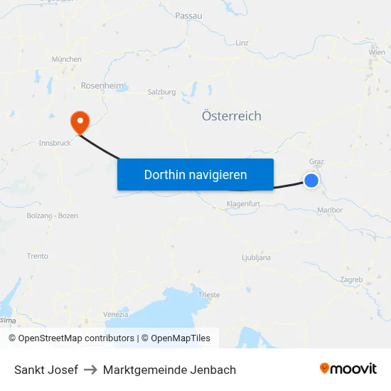 Sankt Josef to Marktgemeinde Jenbach map