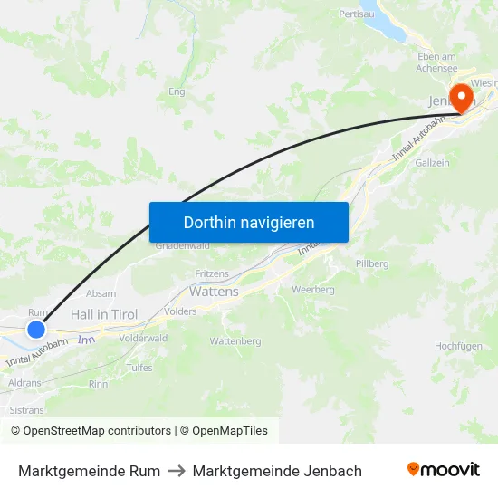 Marktgemeinde Rum to Marktgemeinde Jenbach map