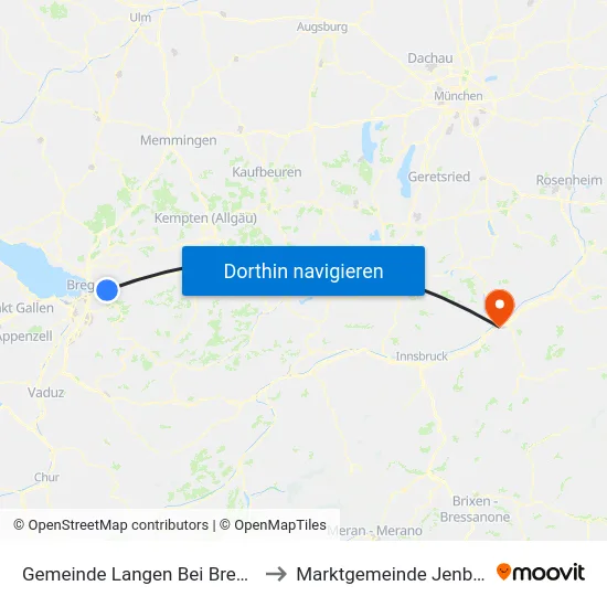 Gemeinde Langen Bei Bregenz to Marktgemeinde Jenbach map