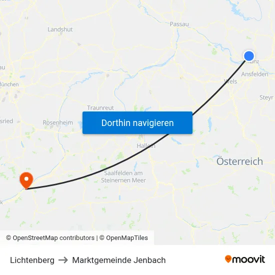 Lichtenberg to Marktgemeinde Jenbach map