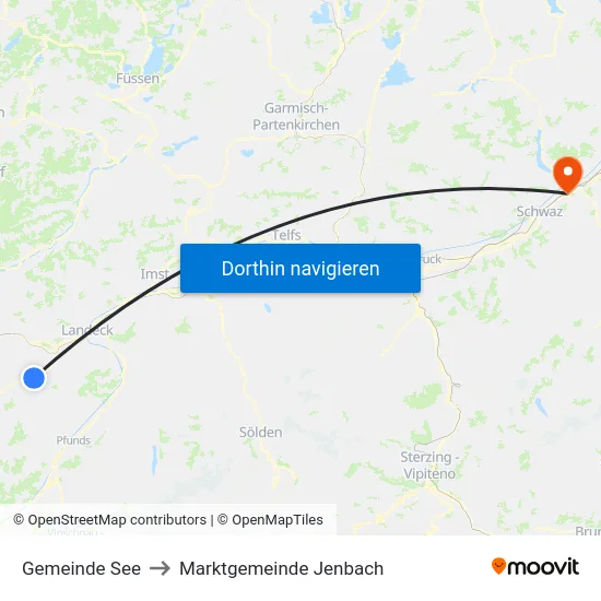 Gemeinde See to Marktgemeinde Jenbach map