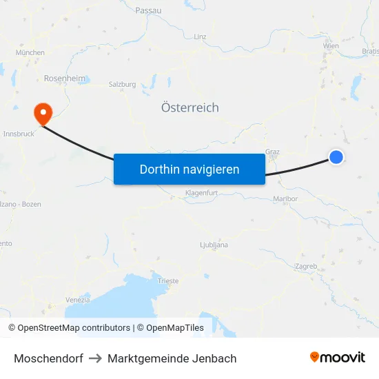 Moschendorf to Marktgemeinde Jenbach map