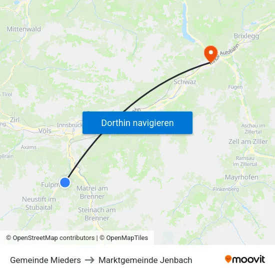 Gemeinde Mieders to Marktgemeinde Jenbach map