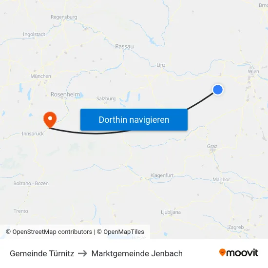 Gemeinde Türnitz to Marktgemeinde Jenbach map