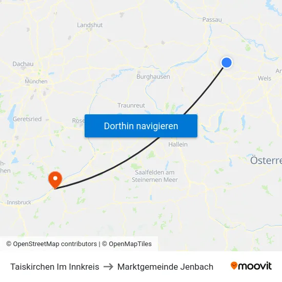 Taiskirchen Im Innkreis to Marktgemeinde Jenbach map