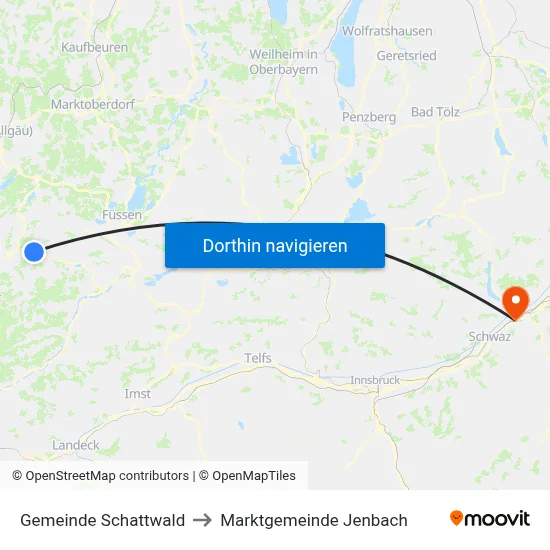 Gemeinde Schattwald to Marktgemeinde Jenbach map