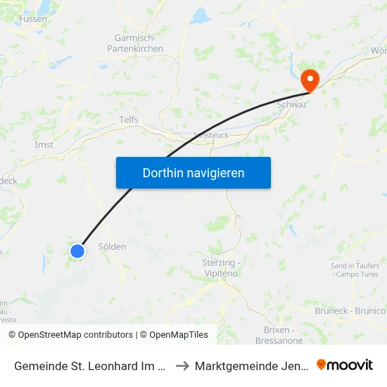 Gemeinde St. Leonhard Im Pitztal to Marktgemeinde Jenbach map