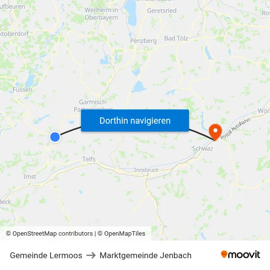 Gemeinde Lermoos to Marktgemeinde Jenbach map