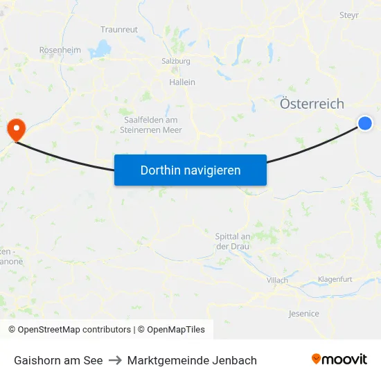 Gaishorn am See to Marktgemeinde Jenbach map