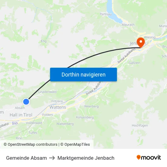 Gemeinde Absam to Marktgemeinde Jenbach map