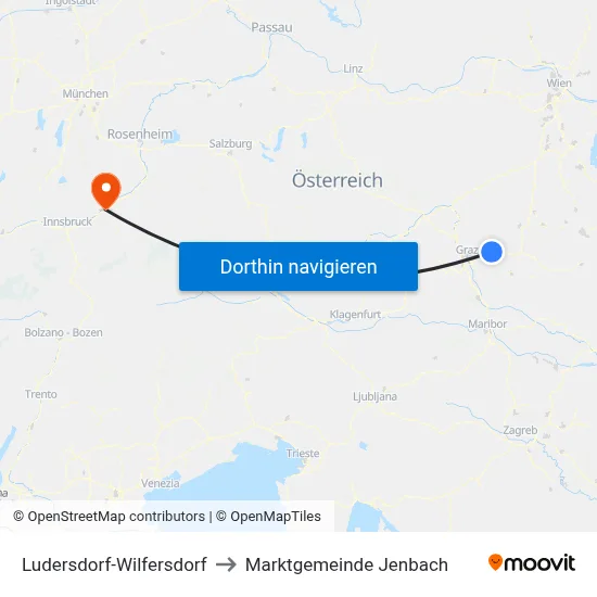 Ludersdorf-Wilfersdorf to Marktgemeinde Jenbach map