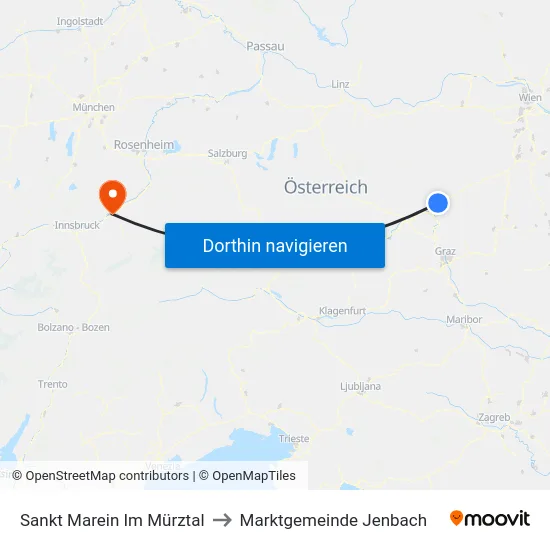 Sankt Marein Im Mürztal to Marktgemeinde Jenbach map