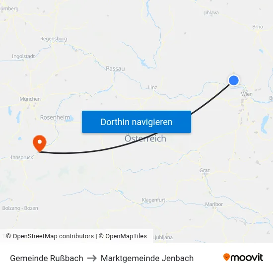 Gemeinde Rußbach to Marktgemeinde Jenbach map