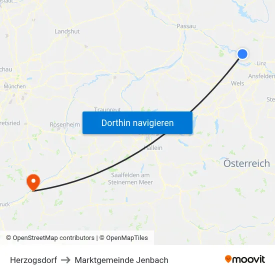 Herzogsdorf to Marktgemeinde Jenbach map