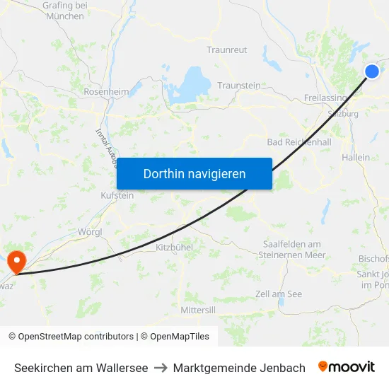 Seekirchen am Wallersee to Marktgemeinde Jenbach map