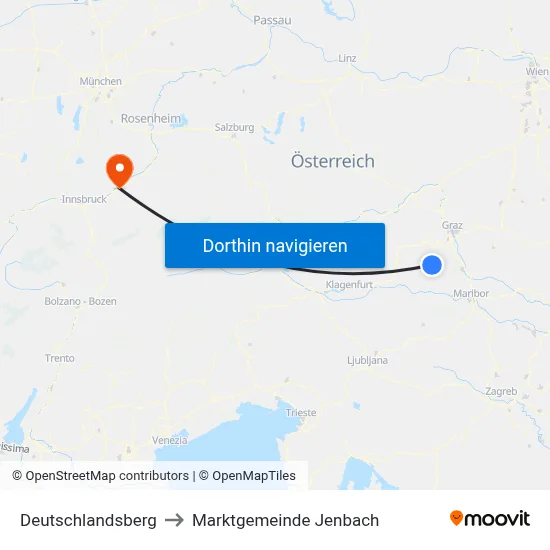 Deutschlandsberg to Marktgemeinde Jenbach map