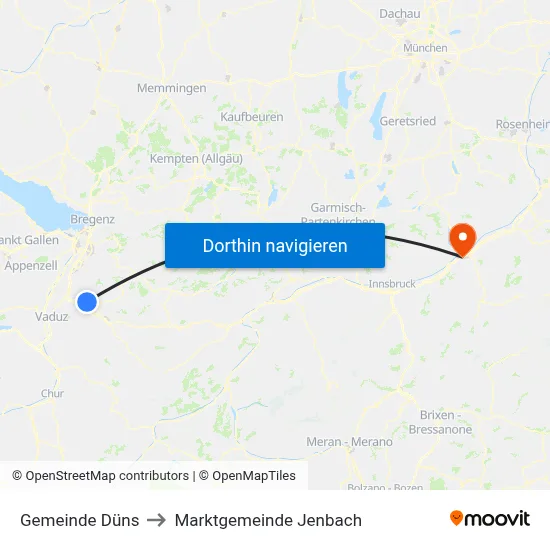 Gemeinde Düns to Marktgemeinde Jenbach map