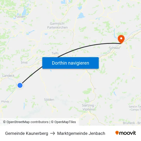 Gemeinde Kaunerberg to Marktgemeinde Jenbach map