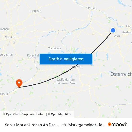 Sankt Marienkirchen An Der Polsenz to Marktgemeinde Jenbach map