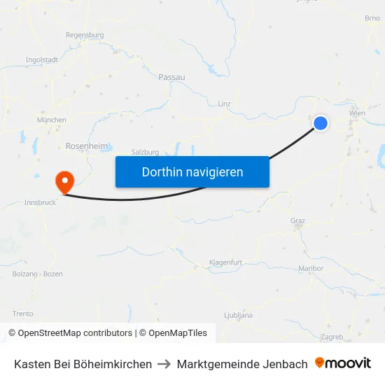 Kasten Bei Böheimkirchen to Marktgemeinde Jenbach map