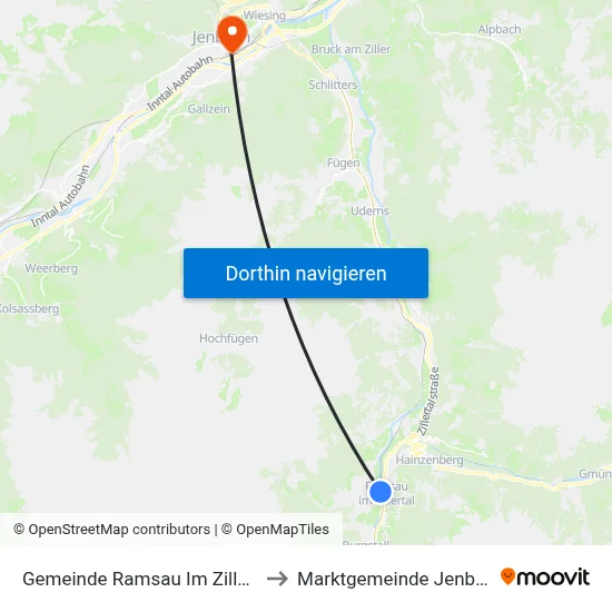Gemeinde Ramsau Im Zillertal to Marktgemeinde Jenbach map
