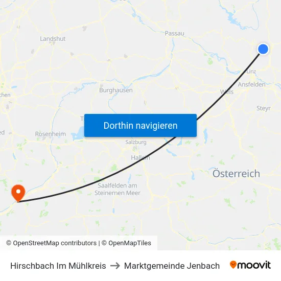 Hirschbach Im Mühlkreis to Marktgemeinde Jenbach map