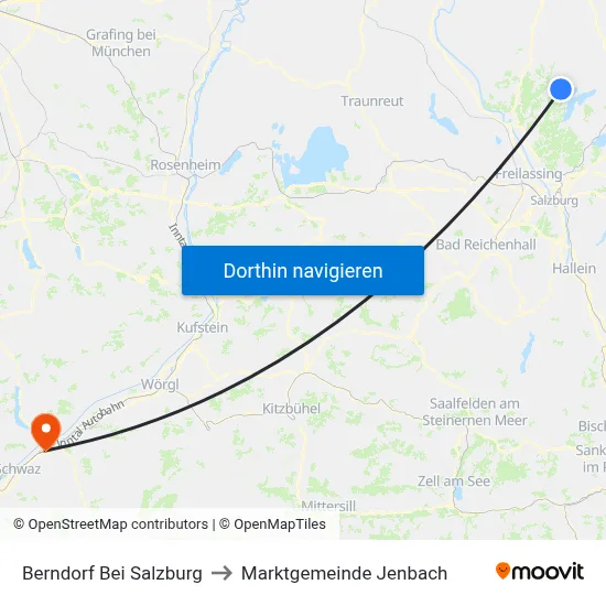 Berndorf Bei Salzburg to Marktgemeinde Jenbach map